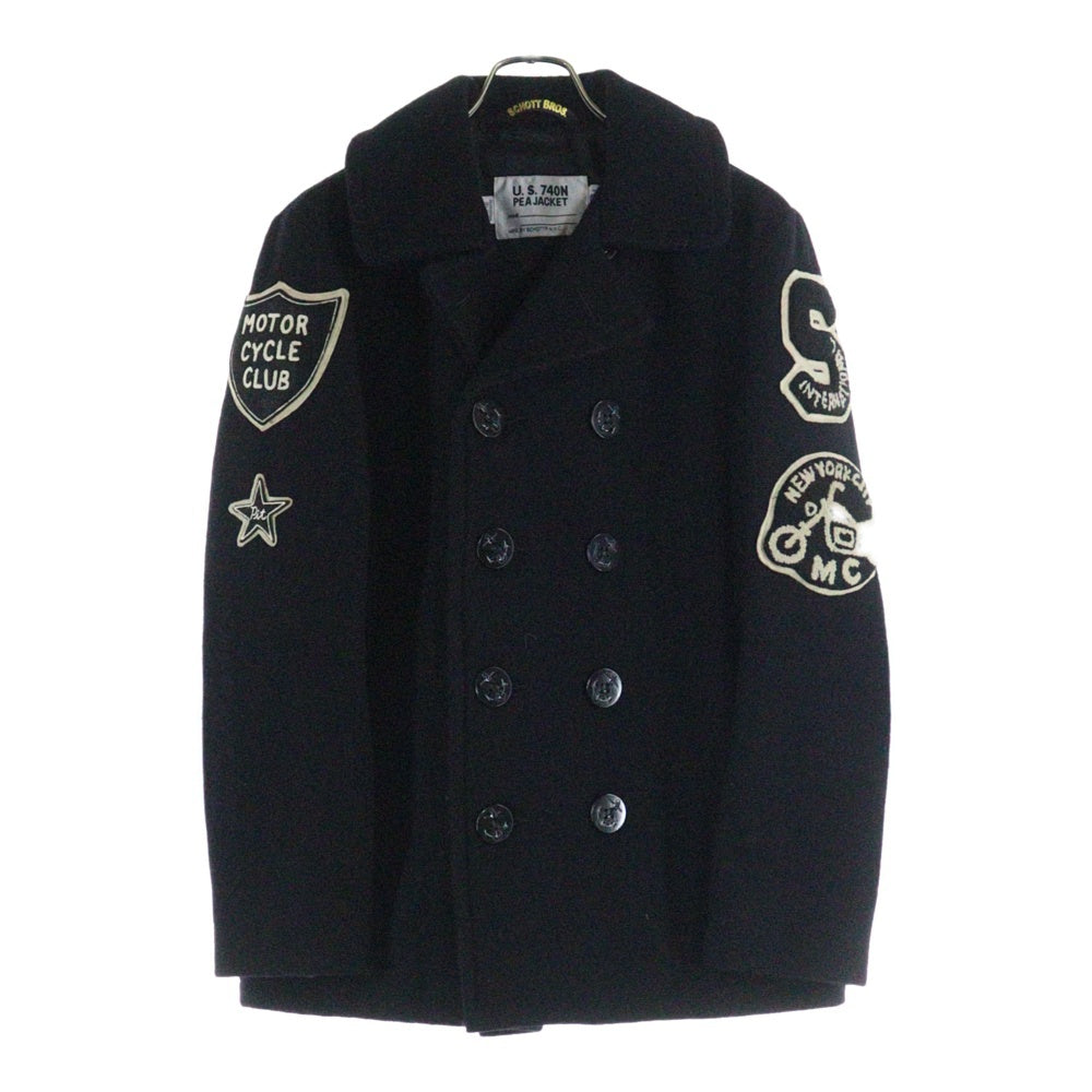 SCHOTT(ショット) 7153 U.S. 740N PEAJACKET USA製 モーターサイクル カスタムワッペン Pコート ブラック