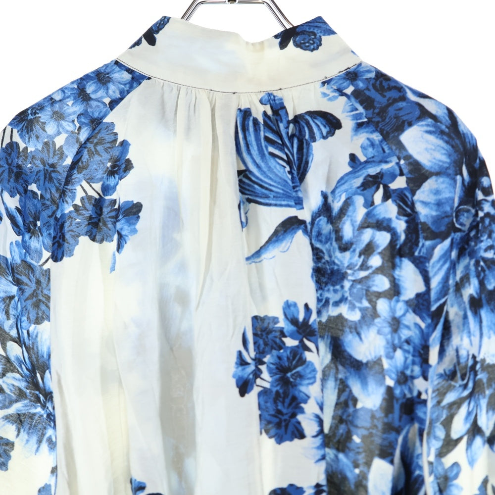 H&M(エイチアンドエム) ボタニカル総柄プリント ワンピース ブルー/ホワイト レディース