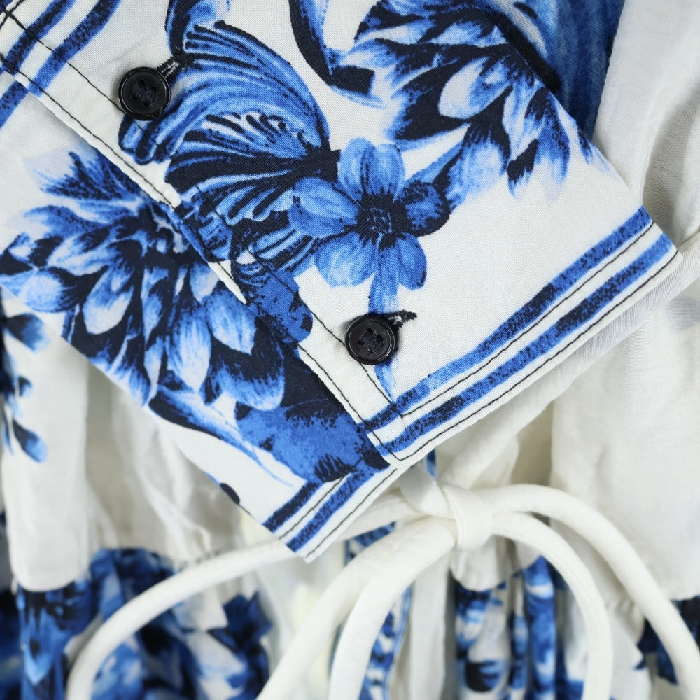 H&M(エイチアンドエム) ボタニカル総柄プリント ワンピース ブルー/ホワイト レディース