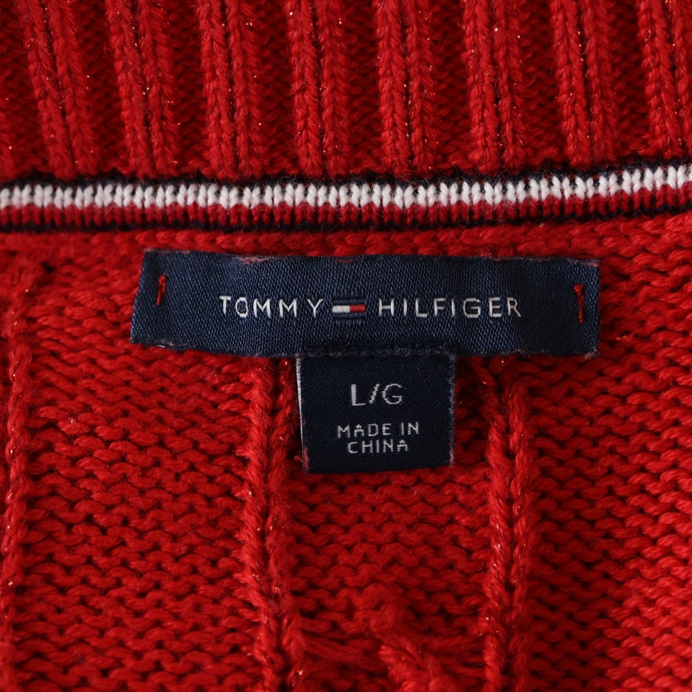 TOMMY HILFIGER(トミーヒルフィガー) ロゴ刺繍 クルーネック ニットセーター レッド 76J2106