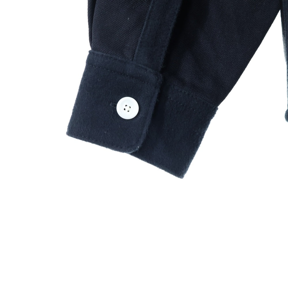 AVALONE(アヴァロン) 21SS レザーパッチワーク コットン長袖シャツ ブラック A-21SS-3FSP