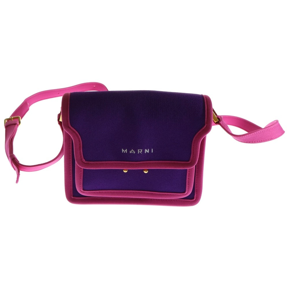 MARNI(マルニ) ロゴデザイン キャンバス ショルダーバッグ ピンク/パープル 56223045
