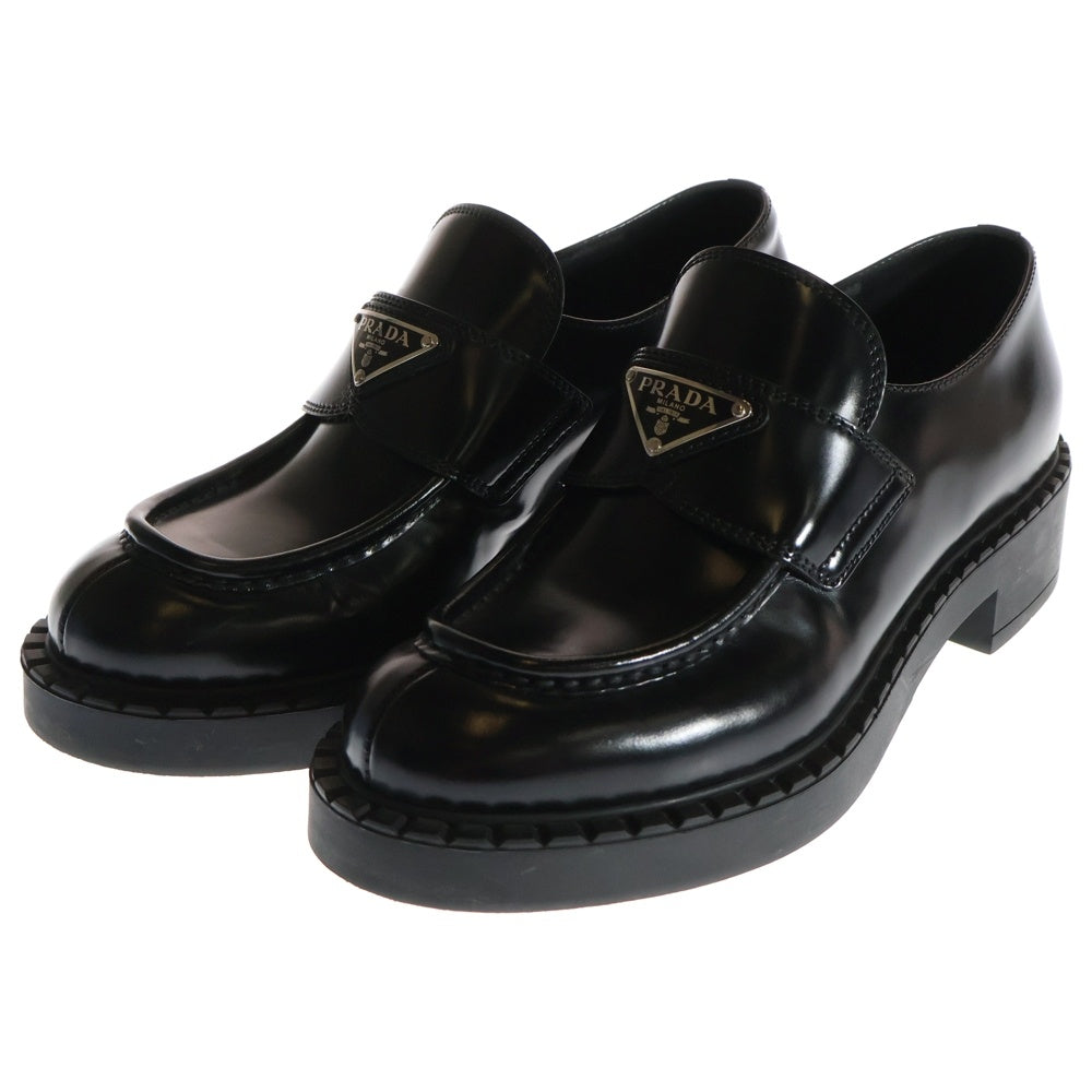 PRADA(プラダ) チョコレート トライアングルロゴプレート レザーローファー ローカットシューズ レディース ブラック