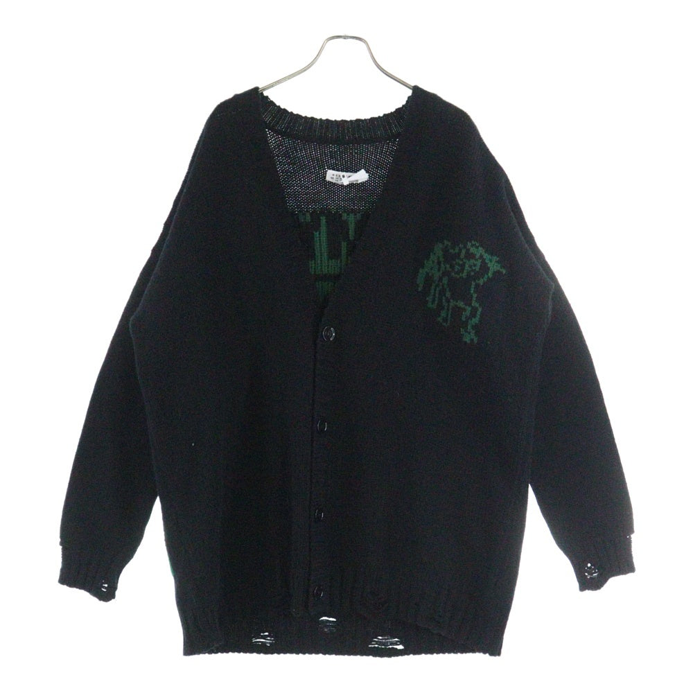 MM6 Maison Margiela(エムエムシックスメゾンマルジェラ) MM LOST MY PET CARDIGAN ウールジャガード ニットカーディガン ブラック/グリーン S62HP0023
