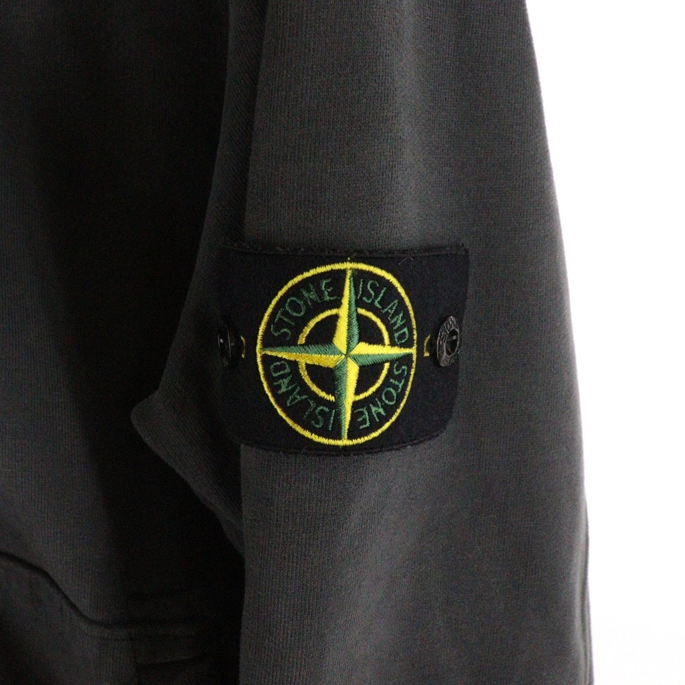 STONE ISLAND(ストーンアイランド) ZIP HOOD FELPA コンパスパッチ ジップアップフーディ スウェットパーカー グレー 791561620