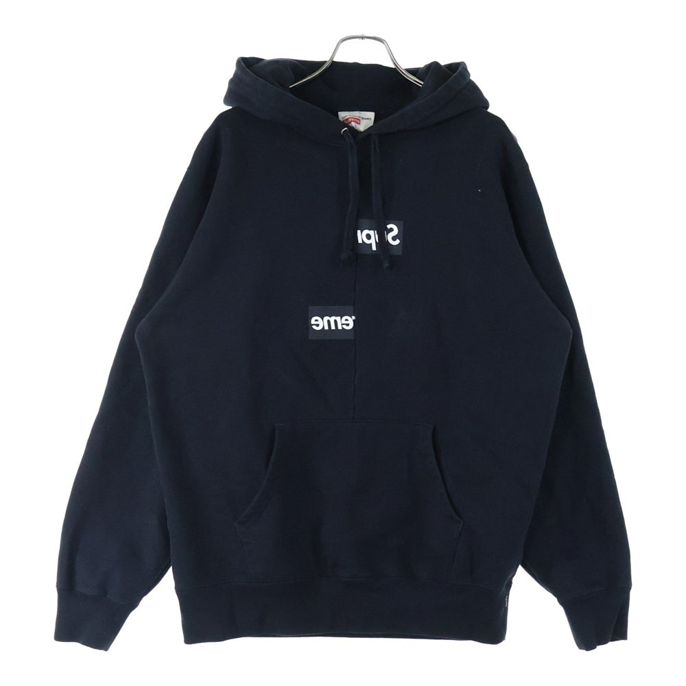 SUPREME(シュプリーム) 18AW ×COMME des GARCONS SHIRT Split Box Logo Hooded Sweatshirt コムデギャルソンシャツ スプリット ボックスロゴプリント スウェット プルオーバーパーカー