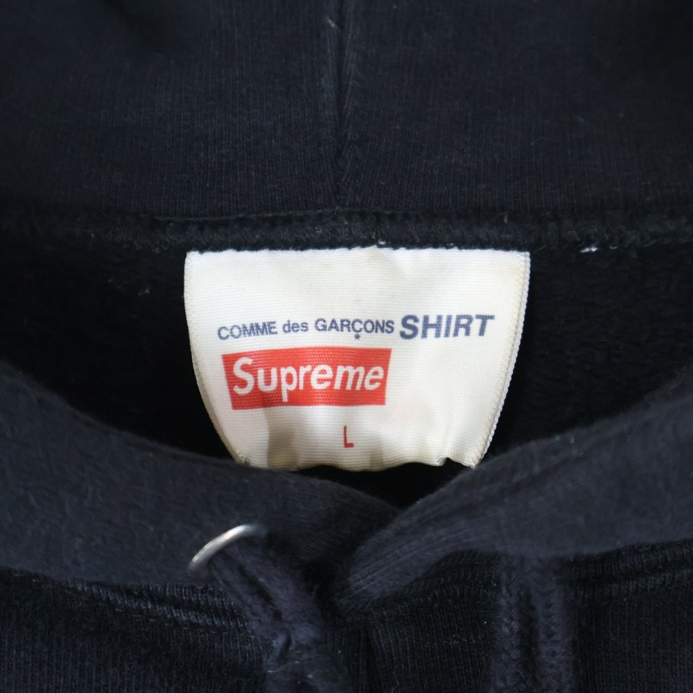 SUPREME(シュプリーム) 18AW ×COMME des GARCONS SHIRT Split Box Logo Hooded Sweatshirt コムデギャルソンシャツ スプリット ボックスロゴプリント スウェット プルオーバーパーカー