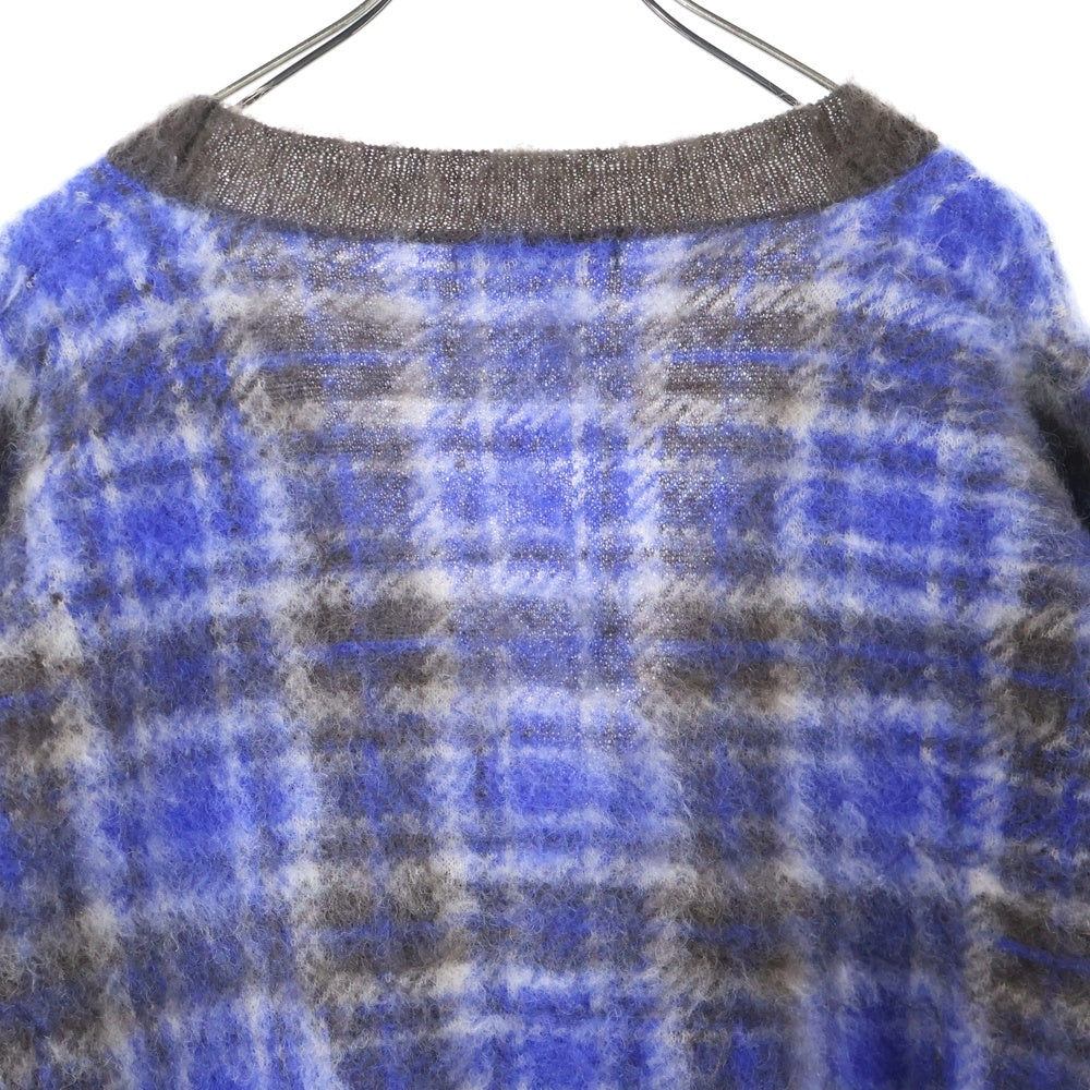 Jieda(ジエダ) 23AW MOHAIR CHECKED CARDIGAN 4B チェック柄 ニット モヘアカーディガン ブルー/ブラウン Jie-23W-KN02