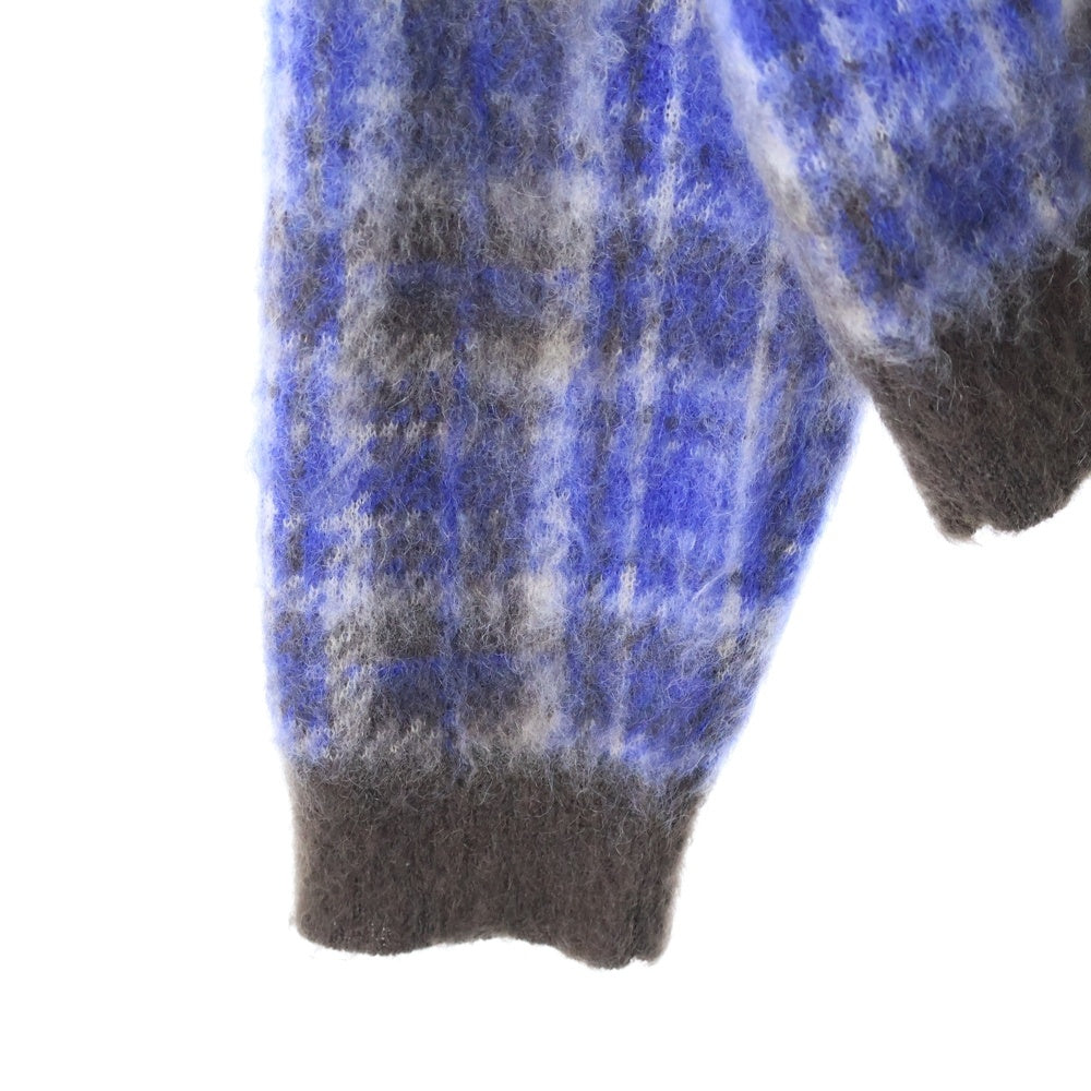 Jieda(ジエダ) 23AW MOHAIR CHECKED CARDIGAN 4B チェック柄 ニット モヘアカーディガン ブルー/ブラウン Jie-23W-KN02