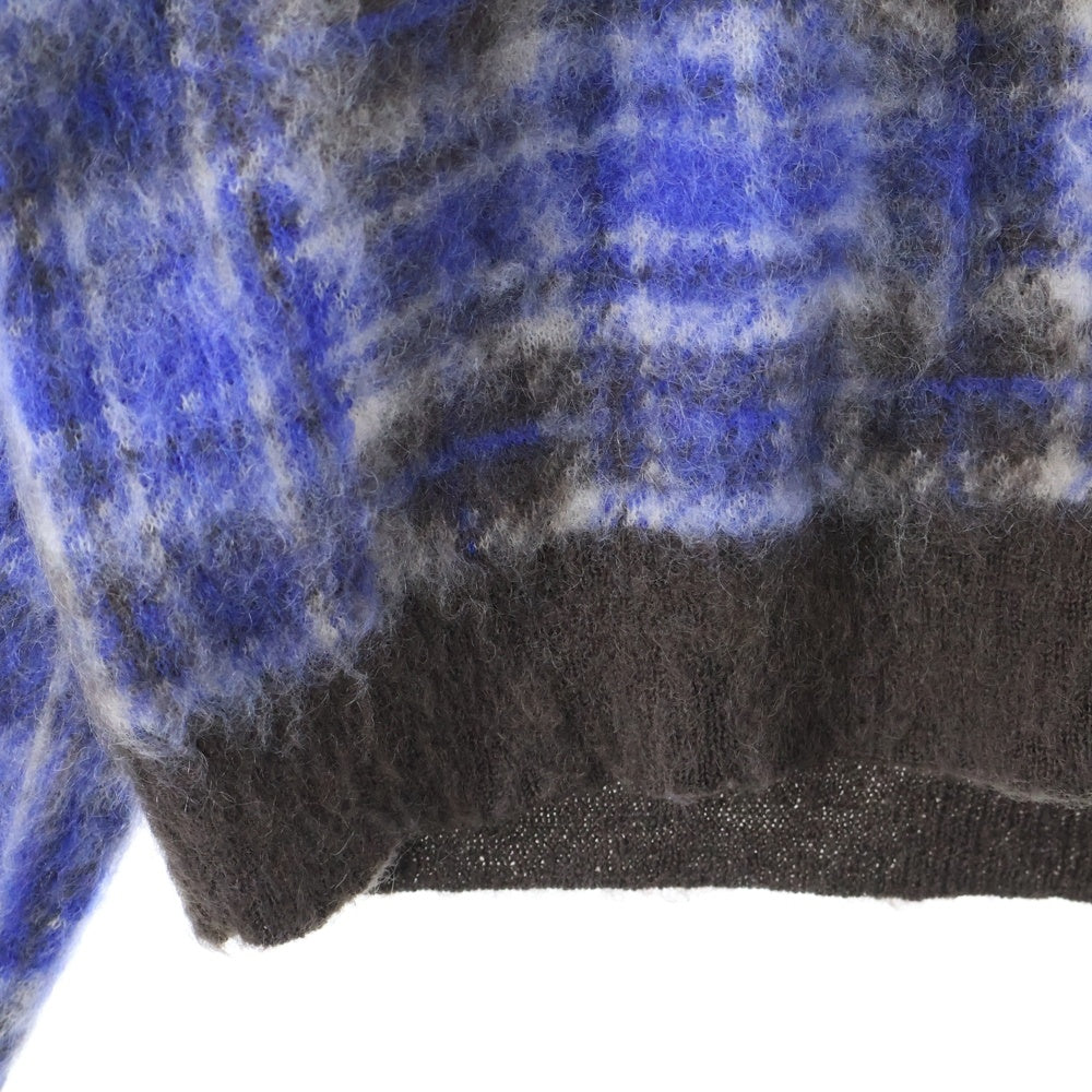 Jieda(ジエダ) 23AW MOHAIR CHECKED CARDIGAN 4B チェック柄 ニット モヘアカーディガン ブルー/ブラウン Jie-23W-KN02