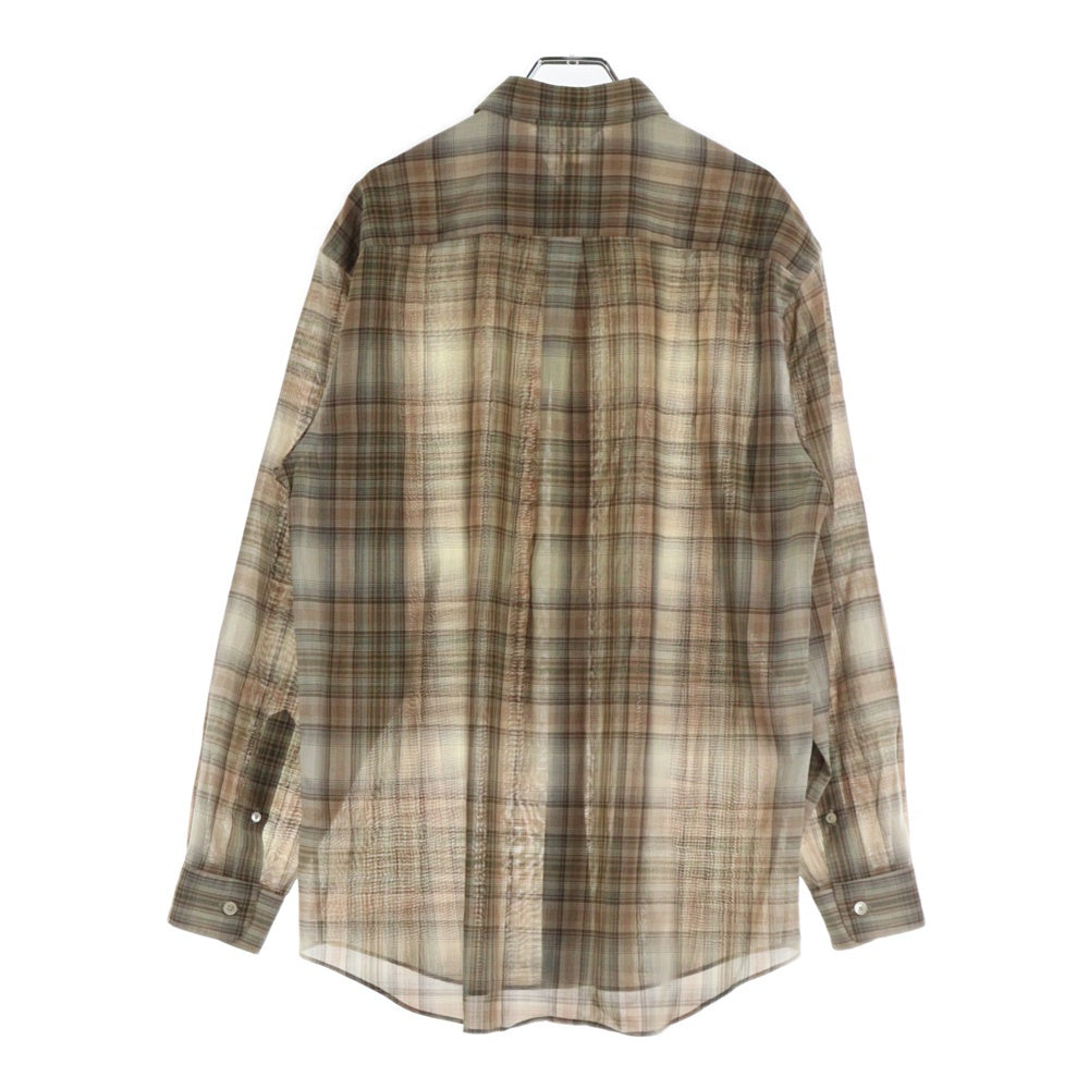 AURALEE(オーラリー) 21AW WOOL CHECKED SHIRT ウール チェック柄 長袖シャツ ブラウン/ベージュ A21ASO1EM