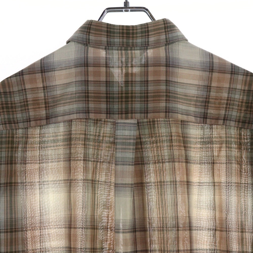 AURALEE(オーラリー) 21AW WOOL CHECKED SHIRT ウール チェック柄 長袖シャツ ブラウン/ベージュ A21ASO1EM