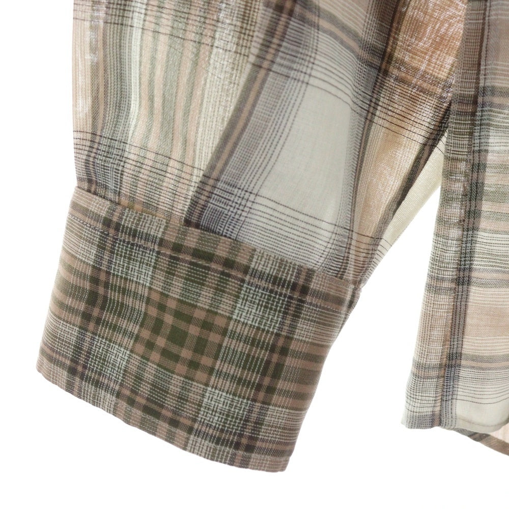 AURALEE(オーラリー) 21AW WOOL CHECKED SHIRT ウール チェック柄 長袖シャツ ブラウン/ベージュ A21ASO1EM