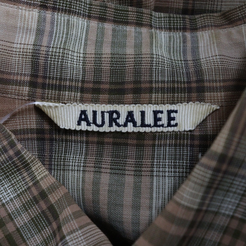 AURALEE(オーラリー) 21AW WOOL CHECKED SHIRT ウール チェック柄 長袖シャツ ブラウン/ベージュ A21ASO1EM