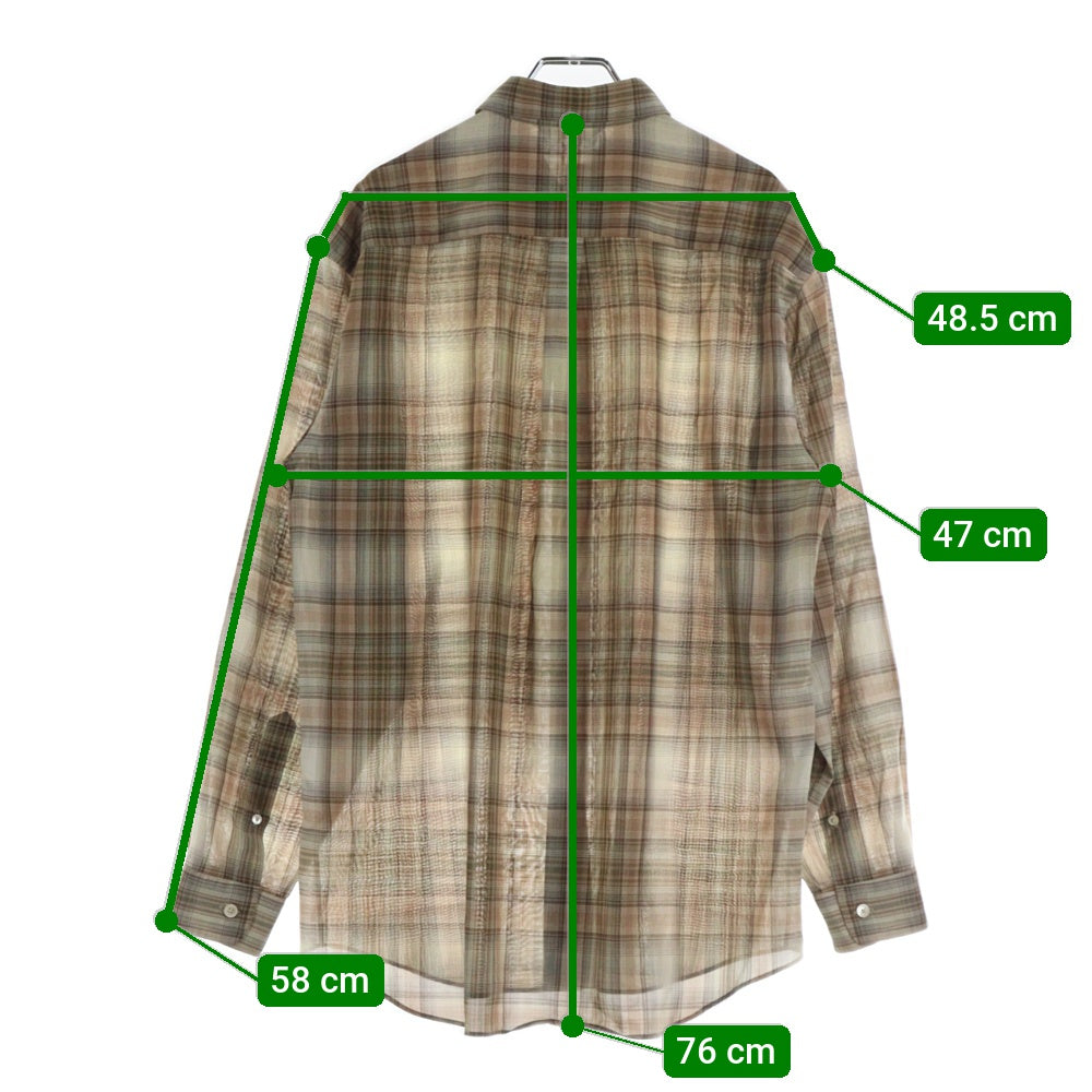 AURALEE(オーラリー) 21AW WOOL CHECKED SHIRT ウール チェック柄 長袖シャツ ブラウン/ベージュ A21ASO1EM
