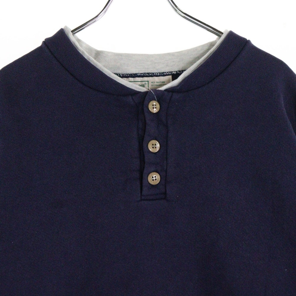 L.L.Bean(エルエルビーン) 90S VINTAGE RUSSELL ATHLETIC ヴィンテージ USA製 ラッセルアスレティック ヘンリーネック コットンポリ スウェット トレーナー ネイビー