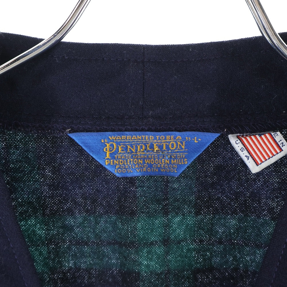 PENDLETON(ペンドルトン) 70-80S VINTAGE ヴィンテージ USA製 三角タグ ブラックウォッチ ウール カーディガン グリーン/ブラック