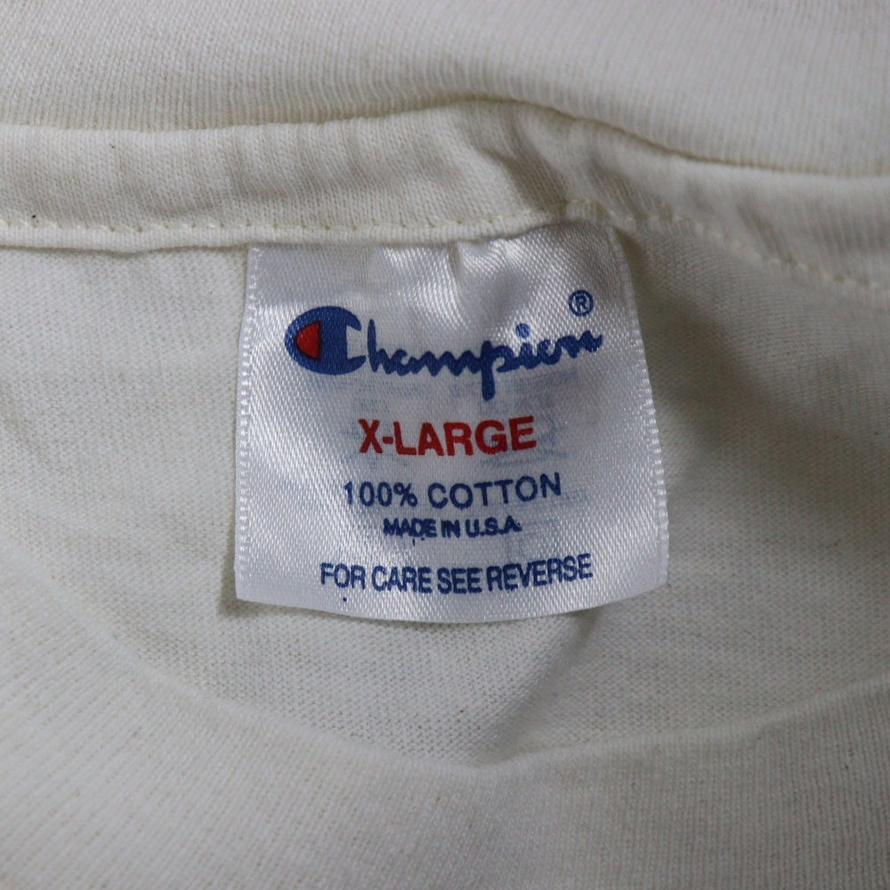 CHAMPION(チャンピオン) 90S VINTAGE ヴィンテージ USA製 裾シングル クルーネック 無地 半袖Tシャツ カットソー ホワイト