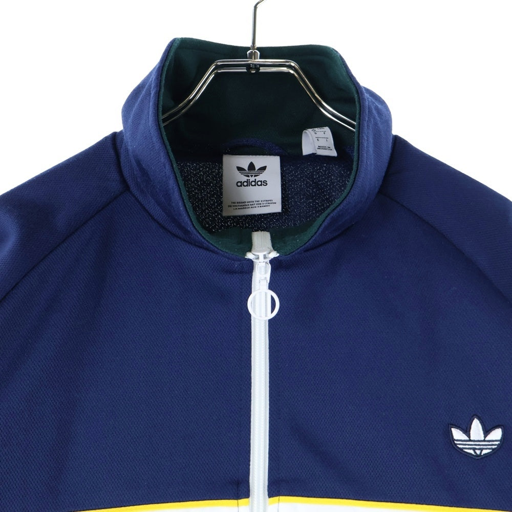 adidas(アディダス) ロゴ刺繍 ジップアップトラックジャケット ジャージ ネイビー/グリーン FM2195