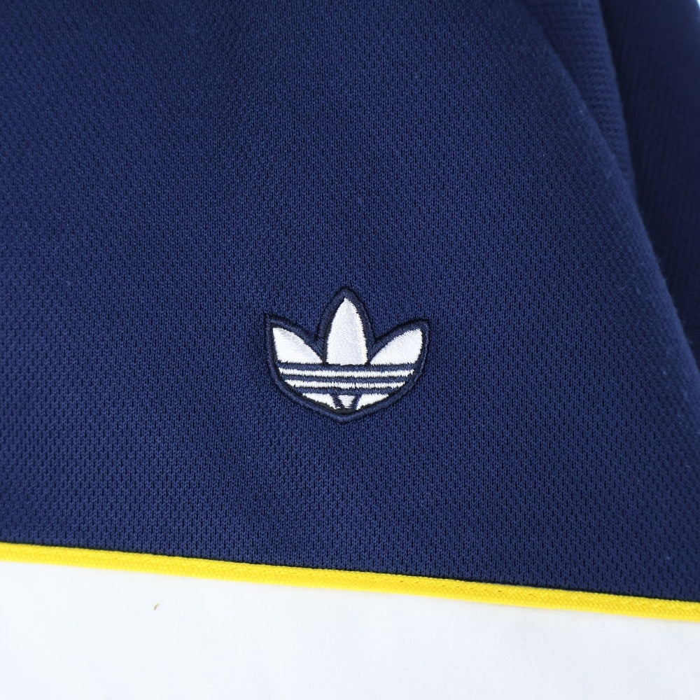 adidas(アディダス) ロゴ刺繍 ジップアップトラックジャケット ジャージ ネイビー/グリーン FM2195