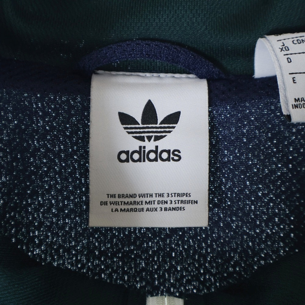 adidas(アディダス) ロゴ刺繍 ジップアップトラックジャケット ジャージ ネイビー/グリーン FM2195