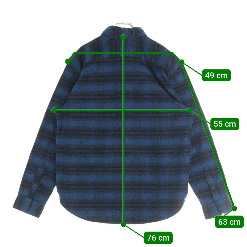adidas(アディダス) チェック柄 スナップボタン フランネル長袖シャツ ロングスリーブ ブルー/ブラック BR7933