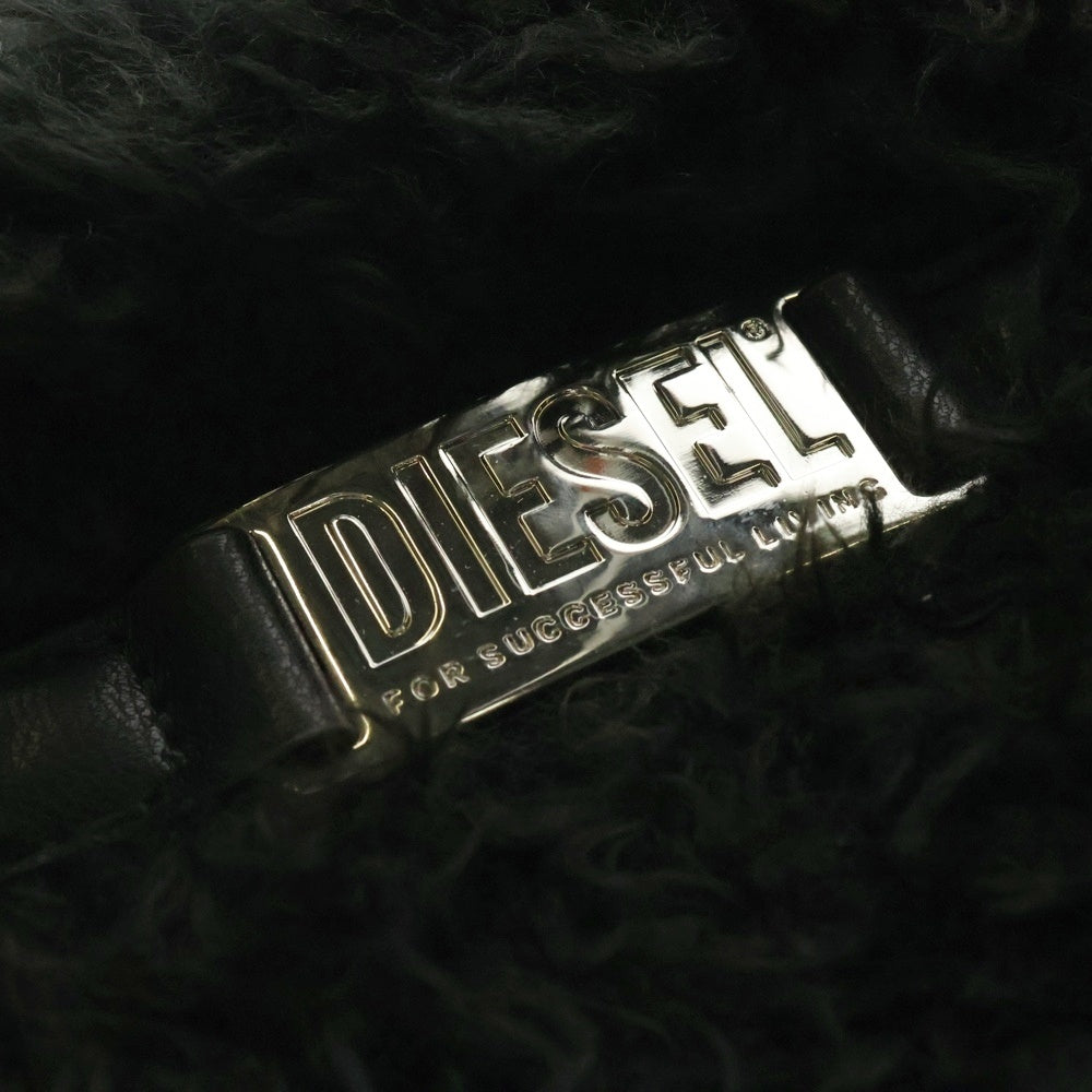 DIESEL(ディーゼル) マーミィ ファー付き レザーショルダーバッグ 巾着 ブラック レディース X08229