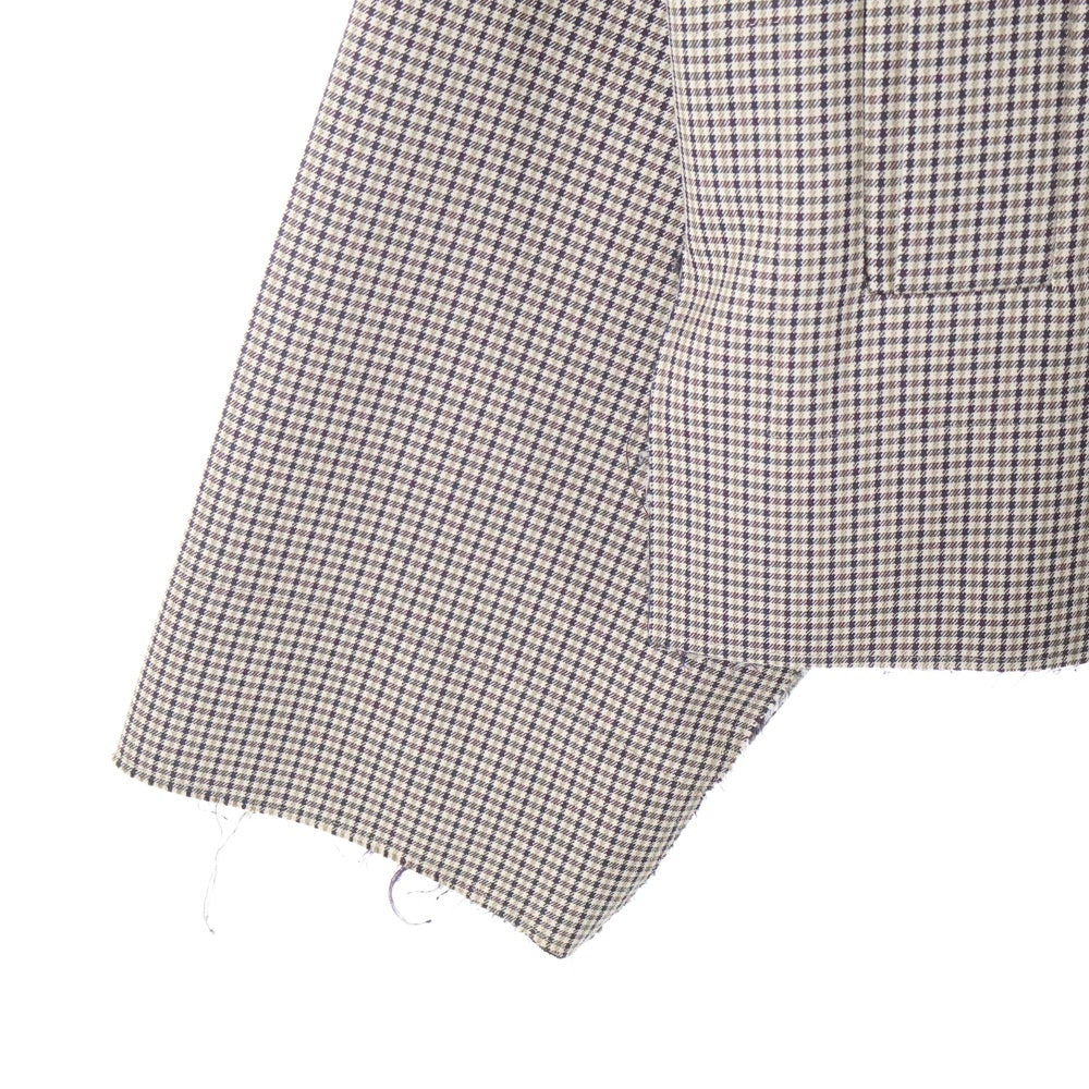 YOAK(ヨーク) 19AW CUT-OFF JACKET カットオフ フルジップ チェックジャケット ブラウン YK19AW0054B