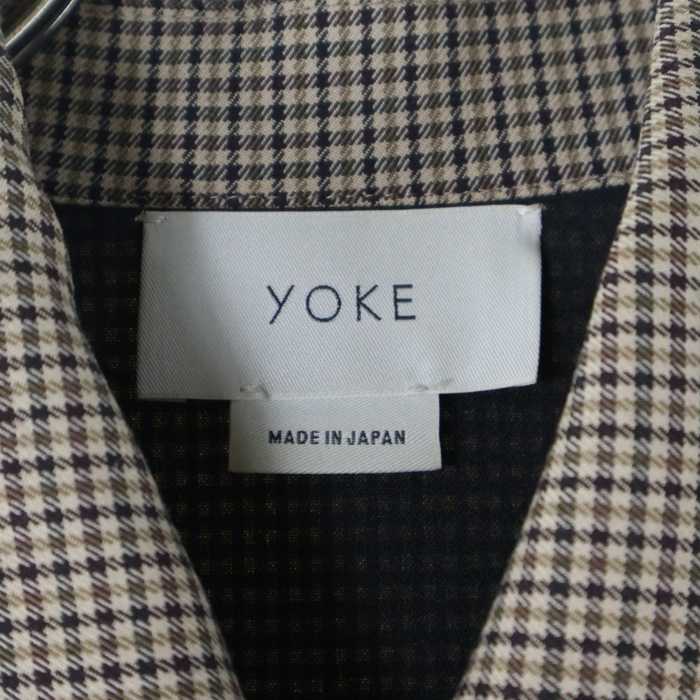 YOAK(ヨーク) 19AW CUT-OFF JACKET カットオフ フルジップ チェックジャケット ブラウン YK19AW0054B