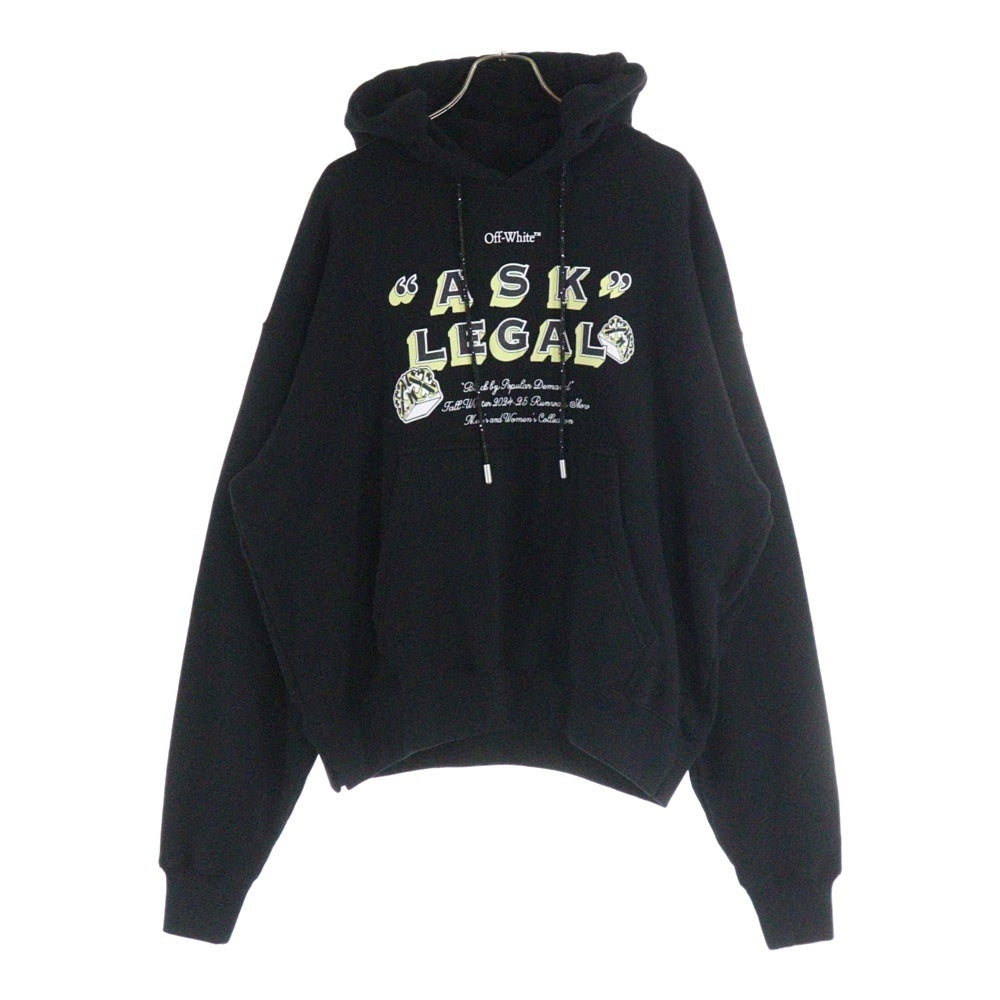 OFF-WHITE(オフホワイト) 24AW ASK LEGAL SKATE HOODIE アスクリーガル スケート 両面プリント スウェットプルオーバーパーカー フーディーブラック OMBB085W24FLE004