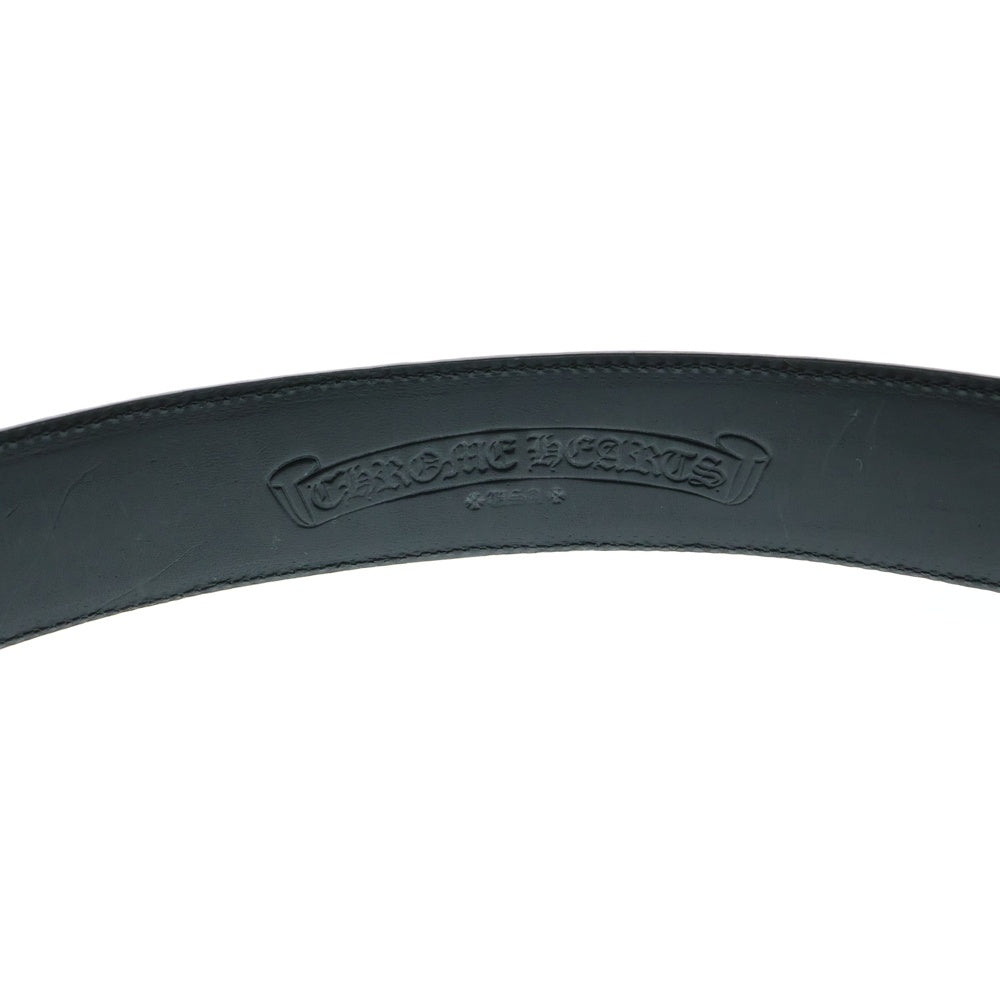 CHROME HEARTS(クロムハーツ) OVAL STAR STRAP CEMETERY 1.5 クラシックオーバルスター バックル セメタリー クロスパッチ付き ストラップ レザーベルト シルバー/ブラック