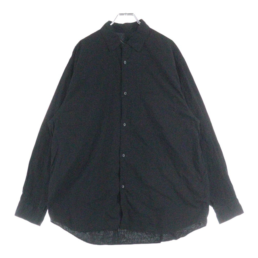 COMOLI(コモリ) 24AW KHADIコットン Wレイヤーコモリシャツ 長袖ボタンダウンシャツ ブラック A03-02006