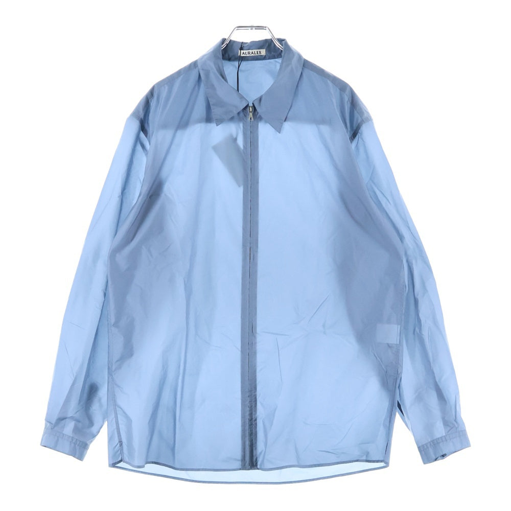 AURALEE(オーラリー) 24SS LIGHT NYLON ZIP SHIRT ライトナイロン 長袖ジップアップジャケット ライトブルー A24SS02DN