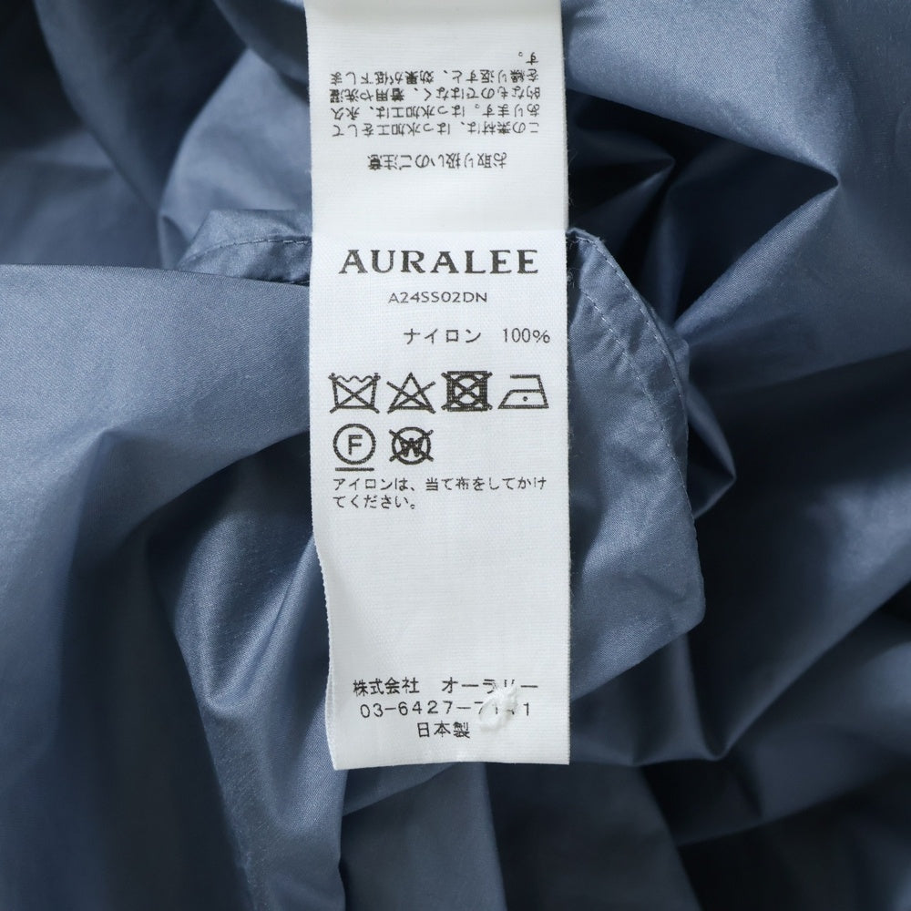 AURALEE(オーラリー) 24SS LIGHT NYLON ZIP SHIRT ライトナイロン 長袖ジップアップジャケット ライトブルー A24SS02DN