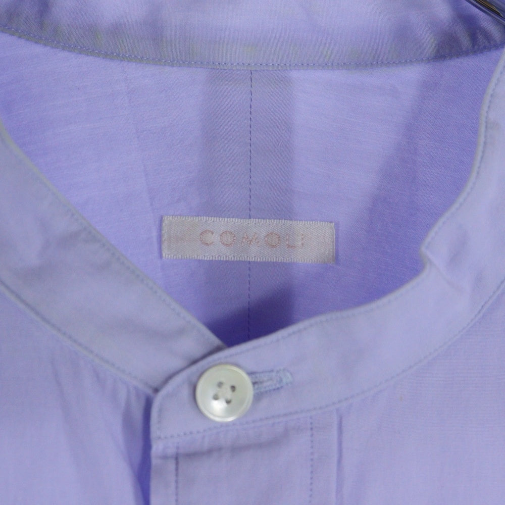 COMOLI(コモリ) 23SS 長袖バンドカラーシャツ ライトパープル X01-02002