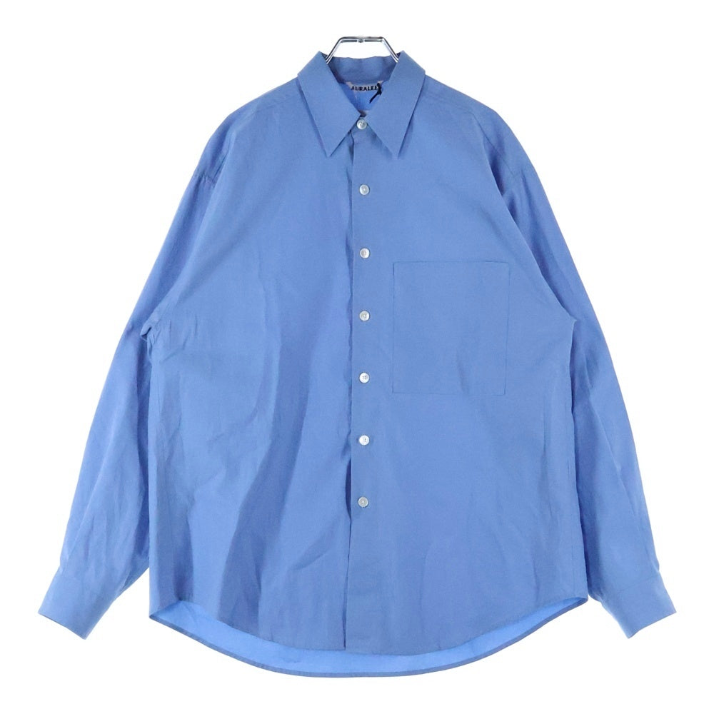 AURALEE(オーラリー) 24AW WASHED FINX TWILL BIG SHIRT フィンクスツイル ビッグシャツ ボタンダウン長袖シャツ ブルー A24AS02TN