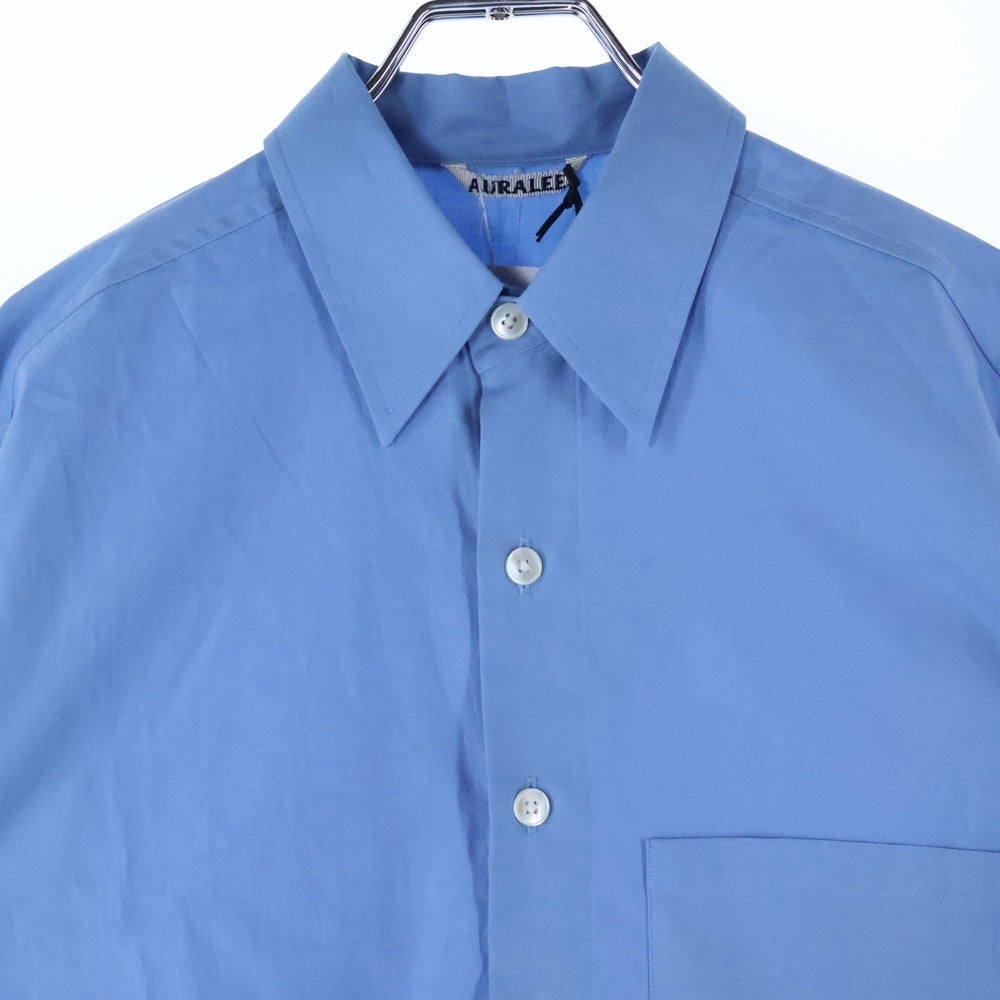 AURALEE(オーラリー) 24AW WASHED FINX TWILL BIG SHIRT フィンクスツイル ビッグシャツ ボタンダウン長袖シャツ ブルー A24AS02TN