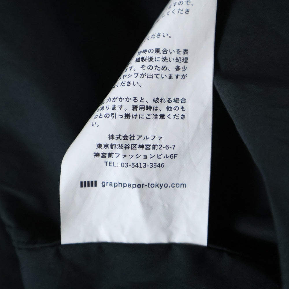 Graphpaper(グラフペーパー) 23SS BROAD L/S OVERSIZED BAND COLLAR SHIRT オーバーサイズ 長袖バンドカラーシャツ ブラック GM234-50002B