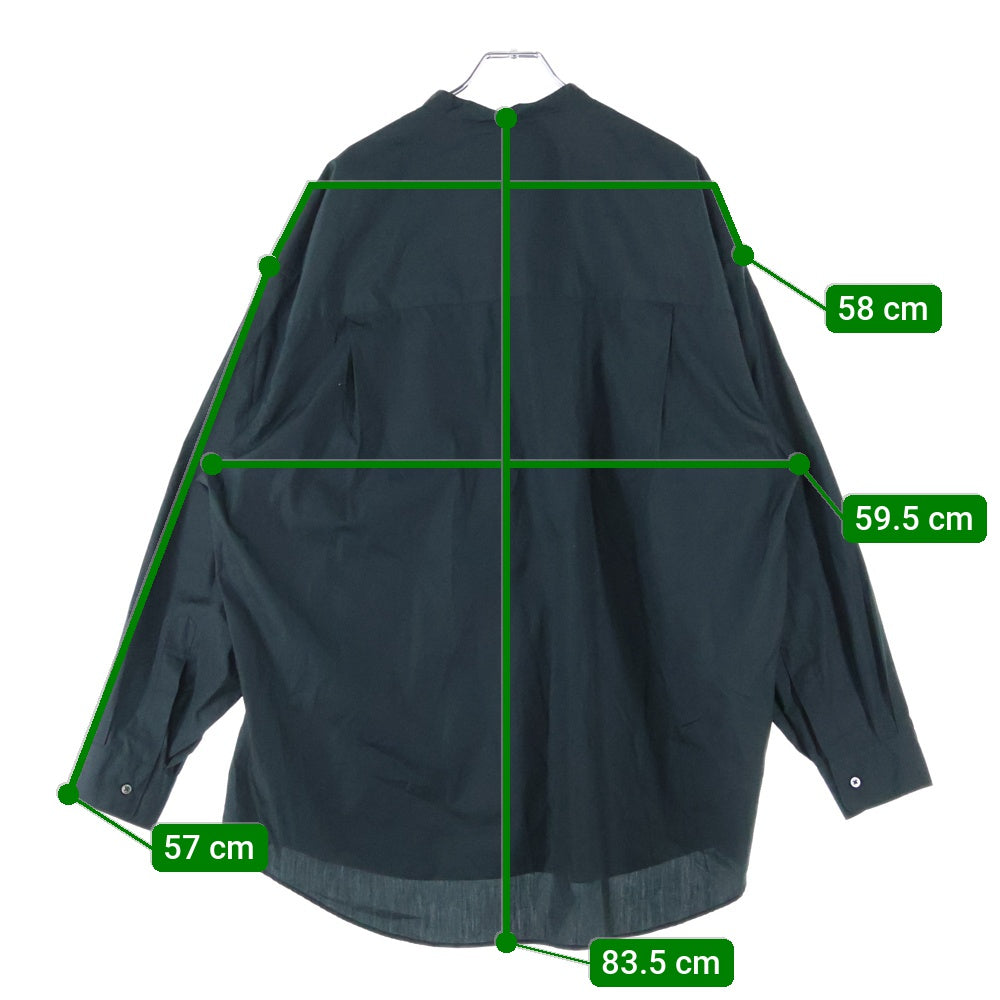 Graphpaper(グラフペーパー) 23SS BROAD L/S OVERSIZED BAND COLLAR SHIRT オーバーサイズ 長袖バンドカラーシャツ ブラック GM234-50002B