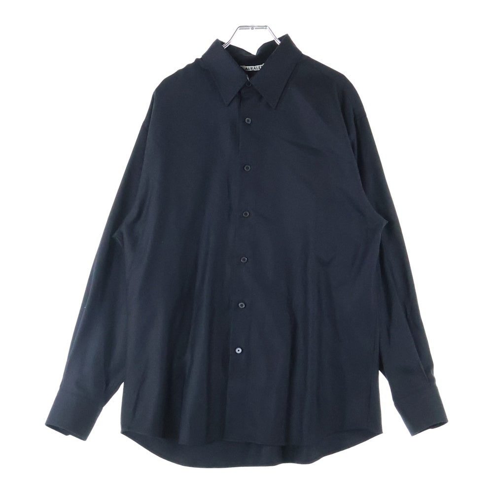 AURALEE(オーラリー) 24AW SUPER LIGHT WOOL SHIRT スーパーライトウール 長袖ボタンダウンシャツ ブラック A24AS01OS