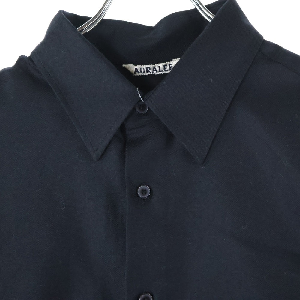 AURALEE(オーラリー) 24AW SUPER LIGHT WOOL SHIRT スーパーライトウール 長袖ボタンダウンシャツ ブラック A24AS01OS