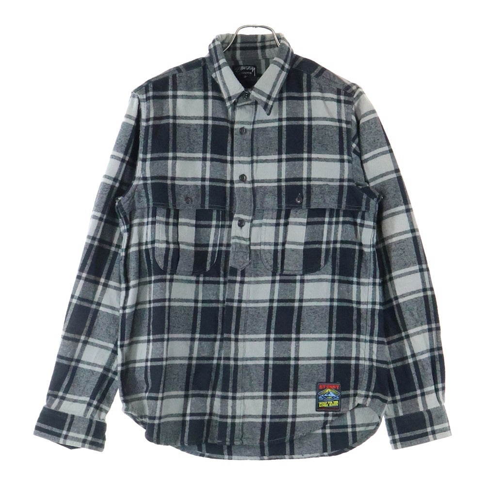 STUSSY(ステューシー) 00S 長袖チェックフランネルシャツ グレー/ブラック