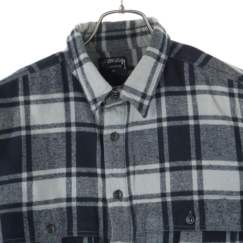 STUSSY(ステューシー) 00S 長袖チェックフランネルシャツ グレー/ブラック