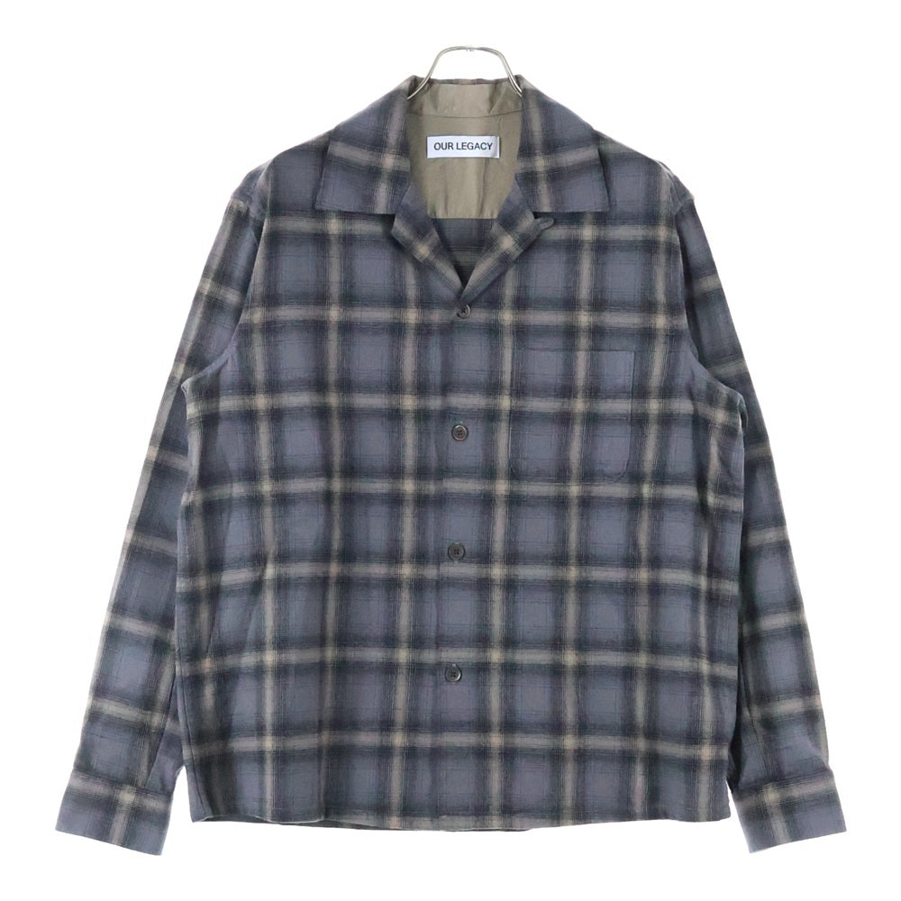 OUR LEGACY(アワーレガシー) 24AW HEUSEN SHIRT ハウゼン オンブレチェック 長袖オープンカラーシャツ グレー/ブラウン M4242HDG