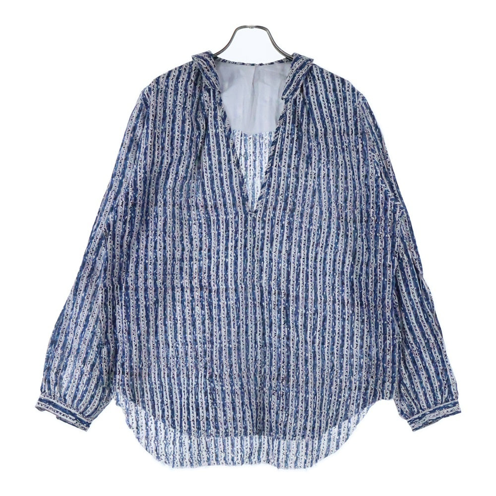 NICENESS(ナイスネス) 24AW ASHA.L / アシャ.L ストライププリント 長袖ペザントシャツ ブルー/レッド/ホワイト NN-5703Y13