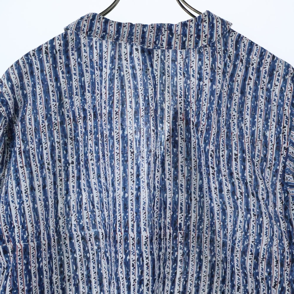 NICENESS(ナイスネス) 24AW ASHA.L / アシャ.L ストライププリント 長袖ペザントシャツ ブルー/レッド/ホワイト NN-5703Y13