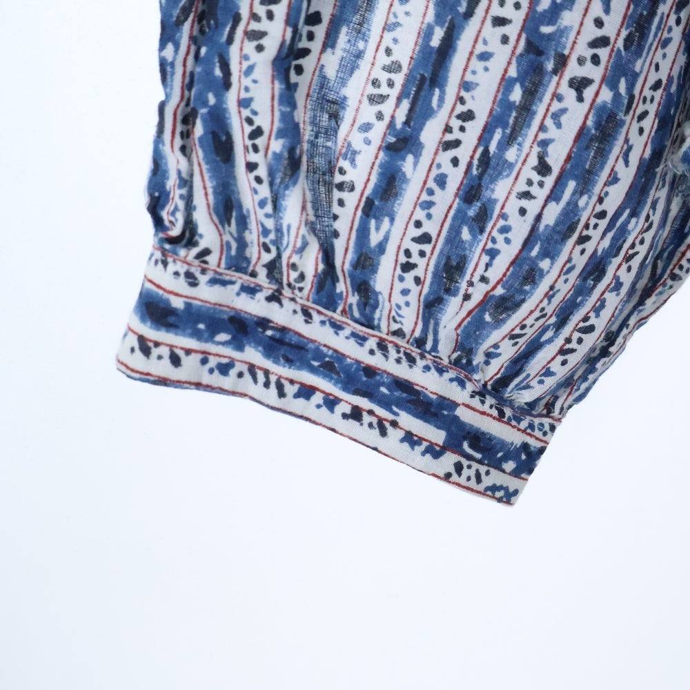 NICENESS(ナイスネス) 24AW ASHA.L / アシャ.L ストライププリント 長袖ペザントシャツ ブルー/レッド/ホワイト NN-5703Y13