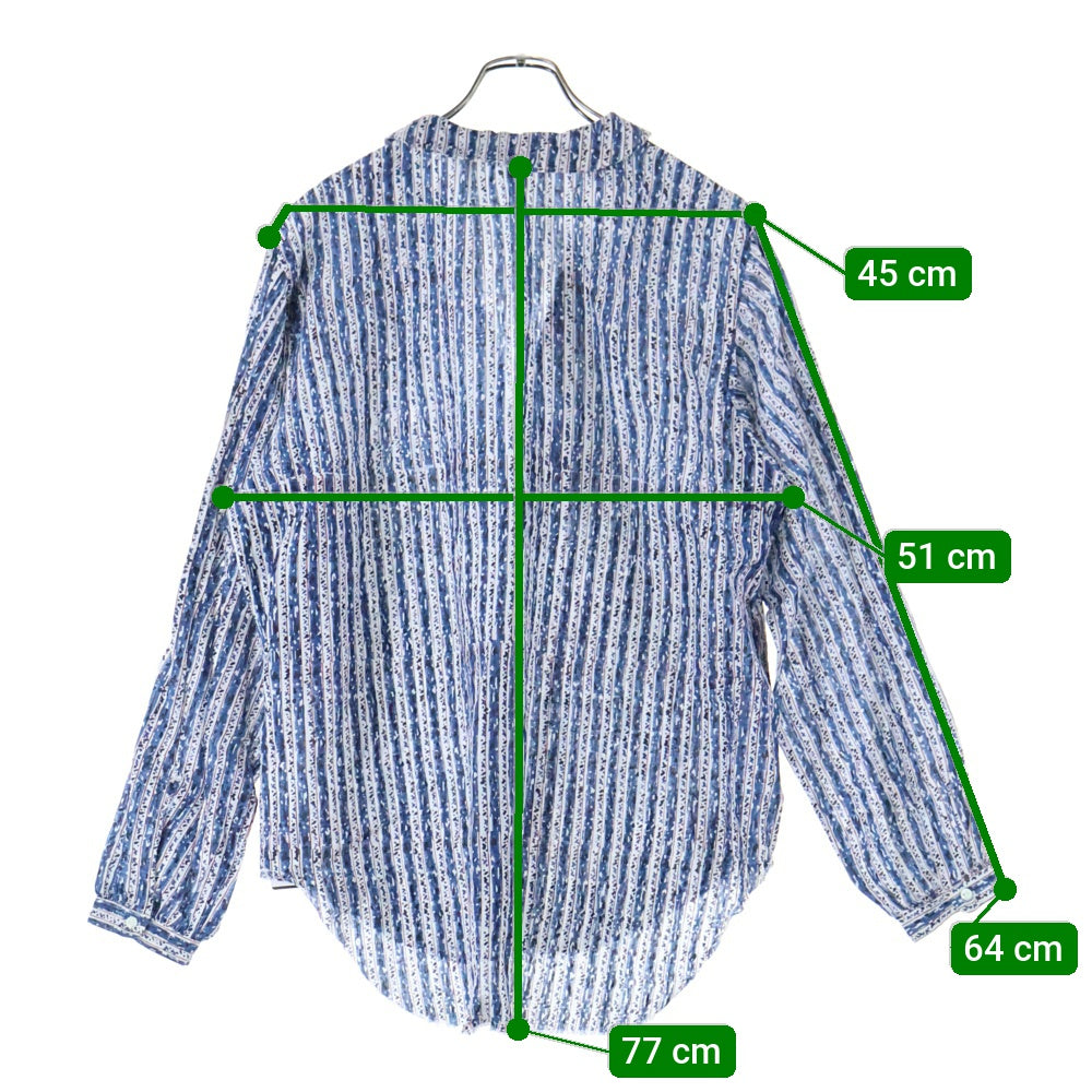 NICENESS(ナイスネス) 24AW ASHA.L / アシャ.L ストライププリント 長袖ペザントシャツ ブルー/レッド/ホワイト NN-5703Y13