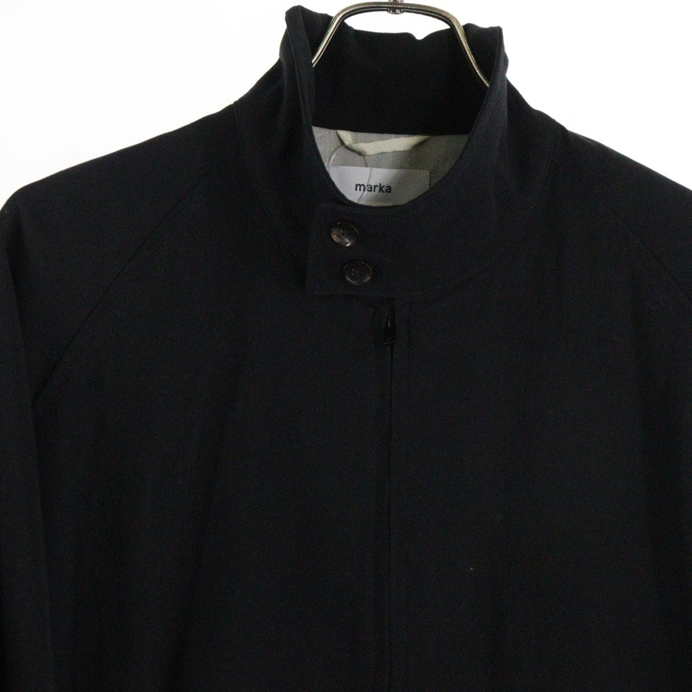 marka(マーカ) 25SS 60/2 ORGANIC COTTON SOFT DRY CHINO DOG EAR JACKET ドッグイヤーカラー オーガニックコットン ジップアップスポーツジャケット ブラック M25A03BL01C
