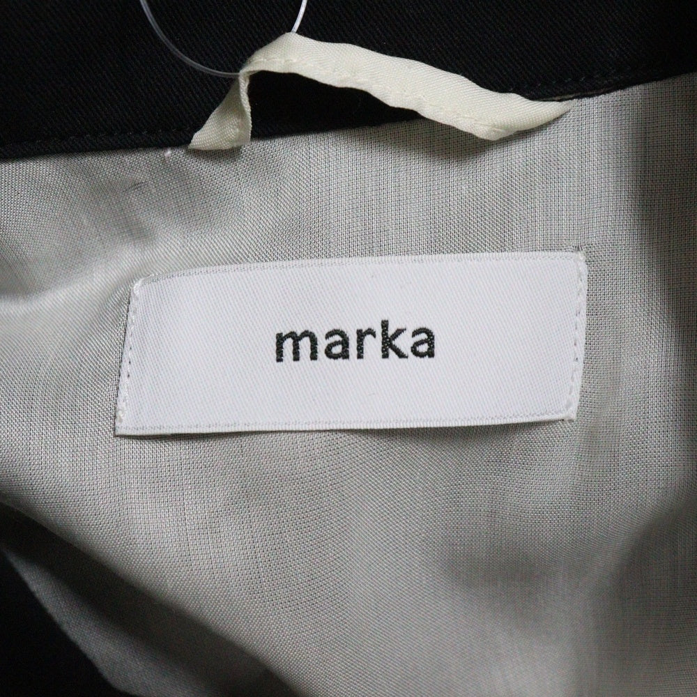 marka(マーカ) 25SS 60/2 ORGANIC COTTON SOFT DRY CHINO DOG EAR JACKET ドッグイヤーカラー オーガニックコットン ジップアップスポーツジャケット ブラック M25A03BL01C